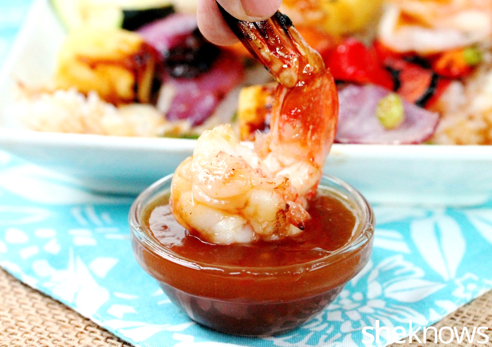 Shrimp kebabs with homemade sweetandsour you'll want to eat with a spoon