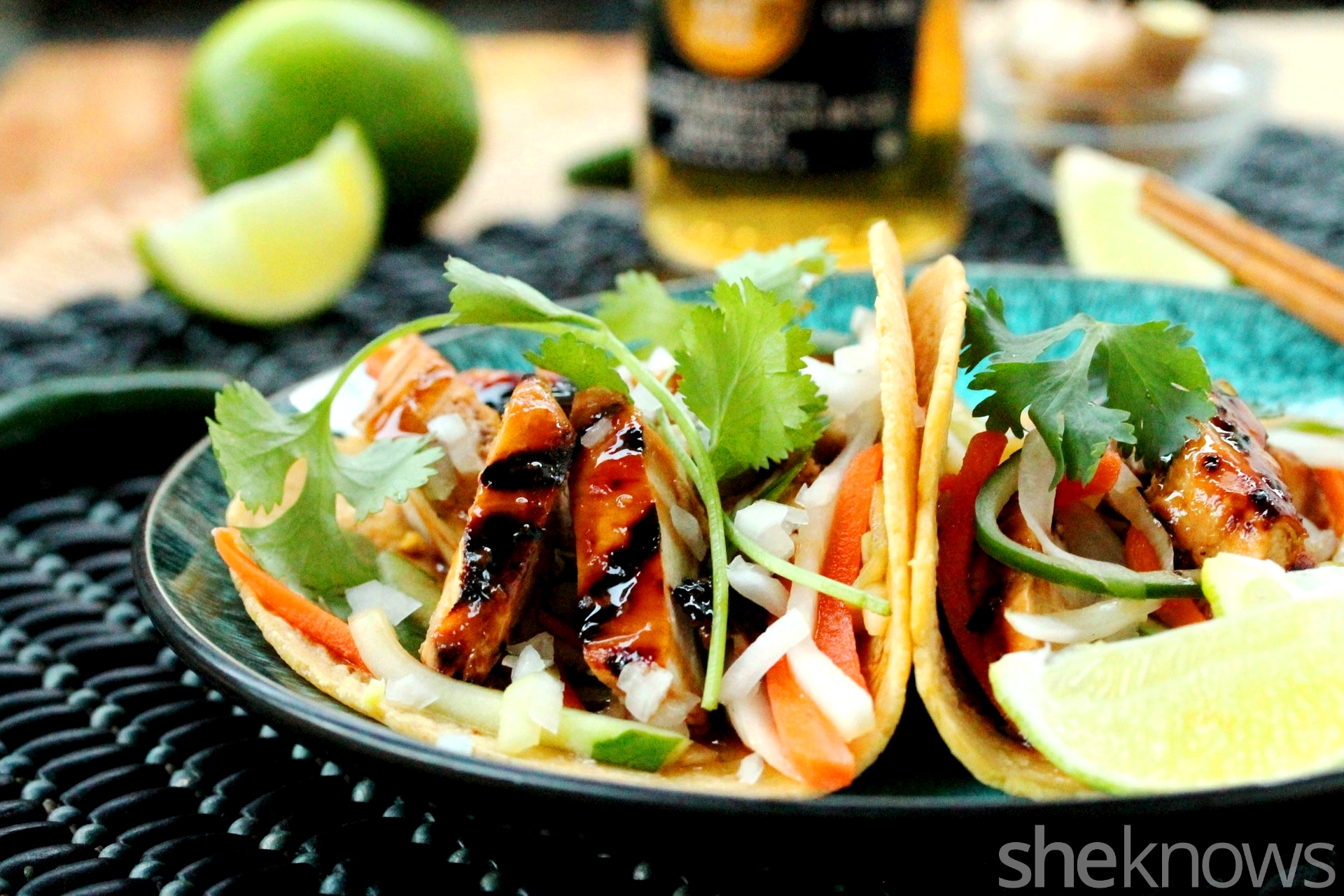 Street food hack Mexican meets Asian with teriyaki chicken tacos
