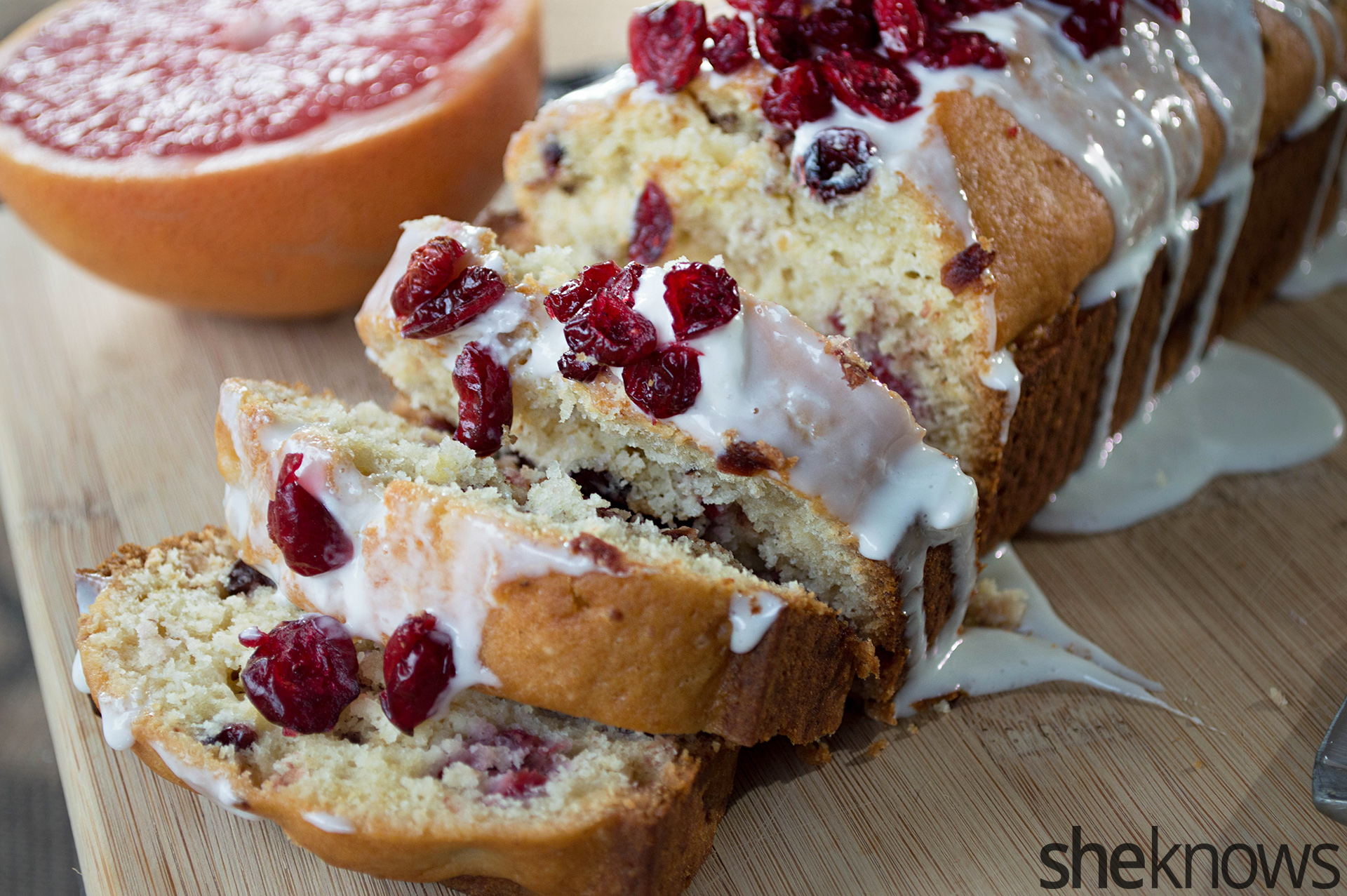 Pink grapefruit glaze turns cranberry pound cake into a showstopper