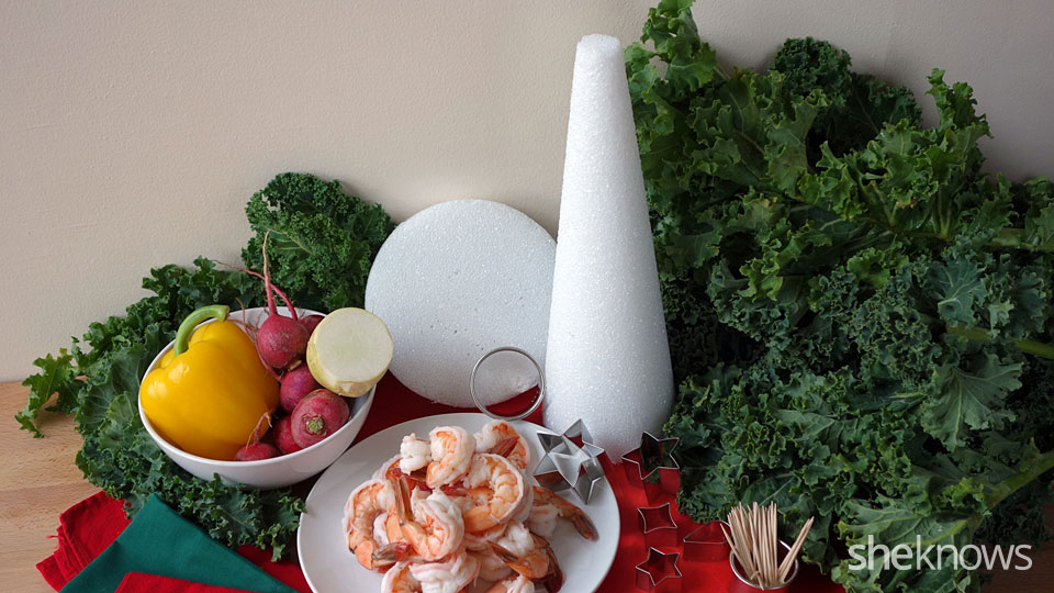 Edible Christmas tree with shrimp