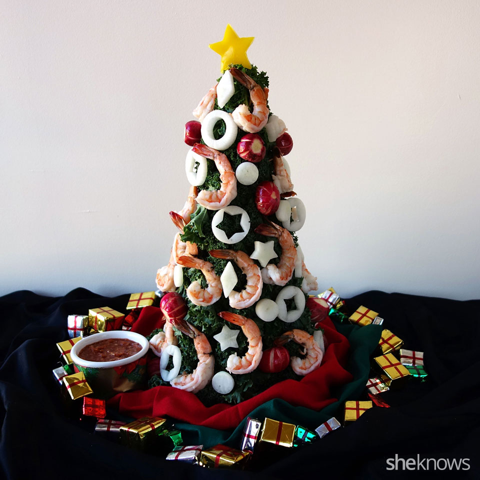 Edible Christmas tree with shrimp 9
