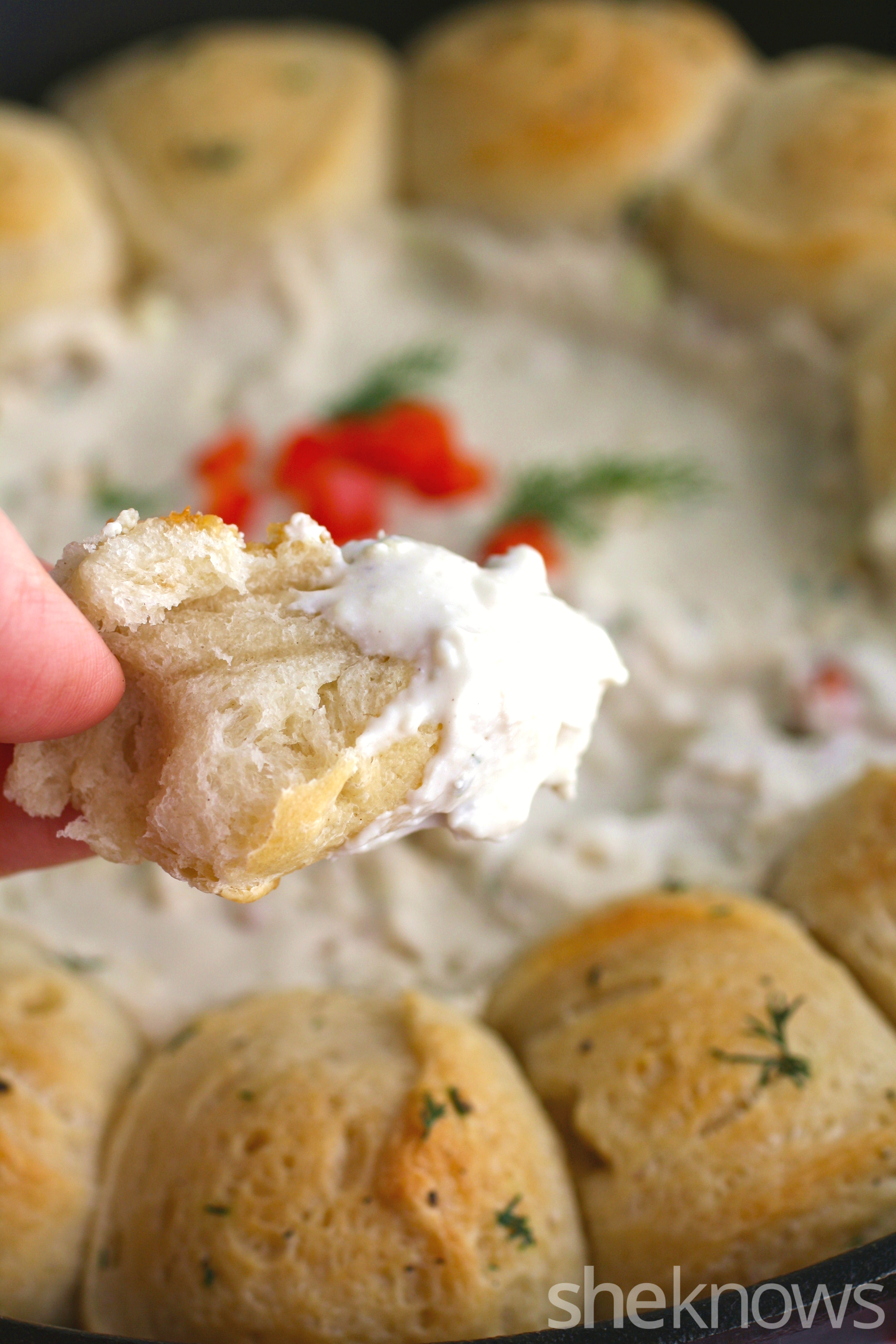 Herbed skillet bread with creamy blue cheese dip is a tasty appetizer!