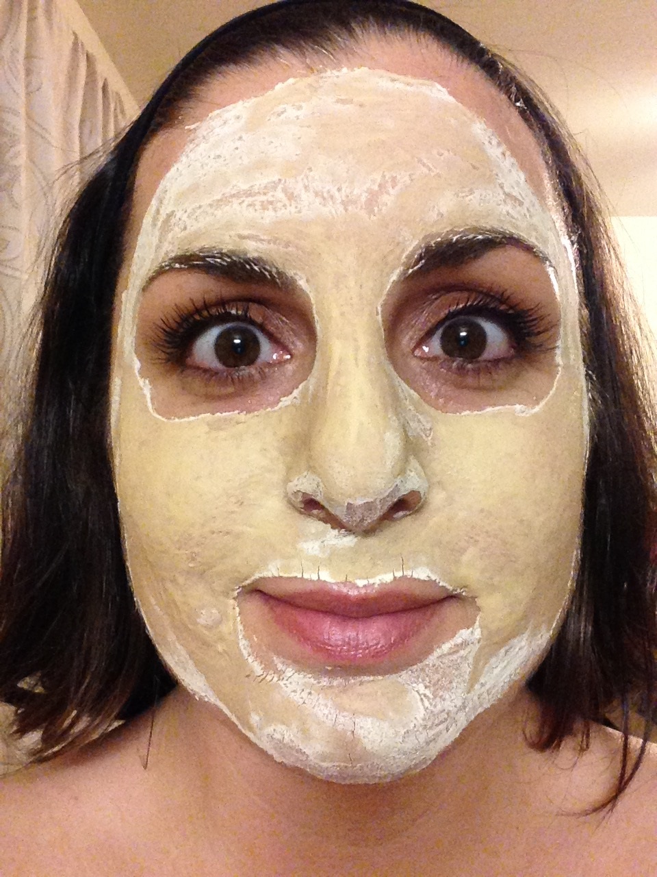 Bryanne wearing the bird poop mask