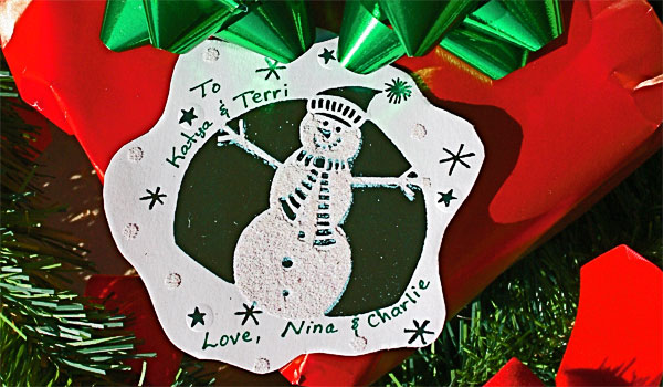 christmas card gift tag