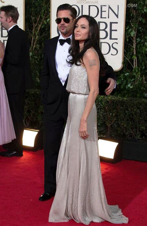 Angie and Brad at the Golden Globe Awards