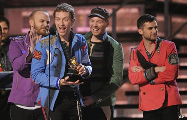 Just one of Coldplay's many wins on Grammy night
