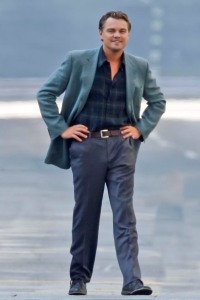 Leonardo DiCaprio on the set of Inception