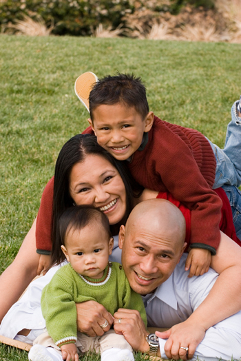 a family playing