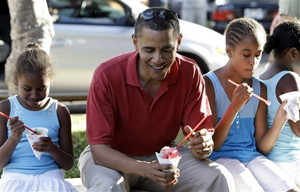 The First Family enjoys italian ice on the campaign trail