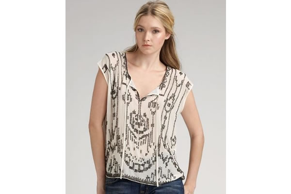  Gryphon Beaded Silk Top