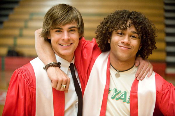 Zac and Corbin have a moment after graduation in High School Musical 3