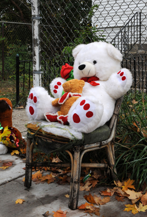 The scene outside Hudson's family home in Chicago