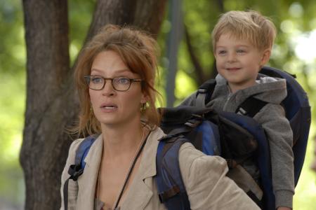 Love Uma Thurman's look versus her Motherhood film son's!