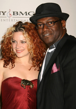 Randy Jackson with Nikka Costa at Clive Davis' Grammy party
