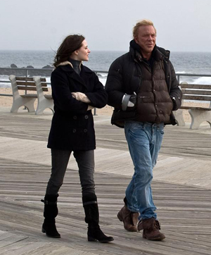 Mickey and Evan Rachel take a walk