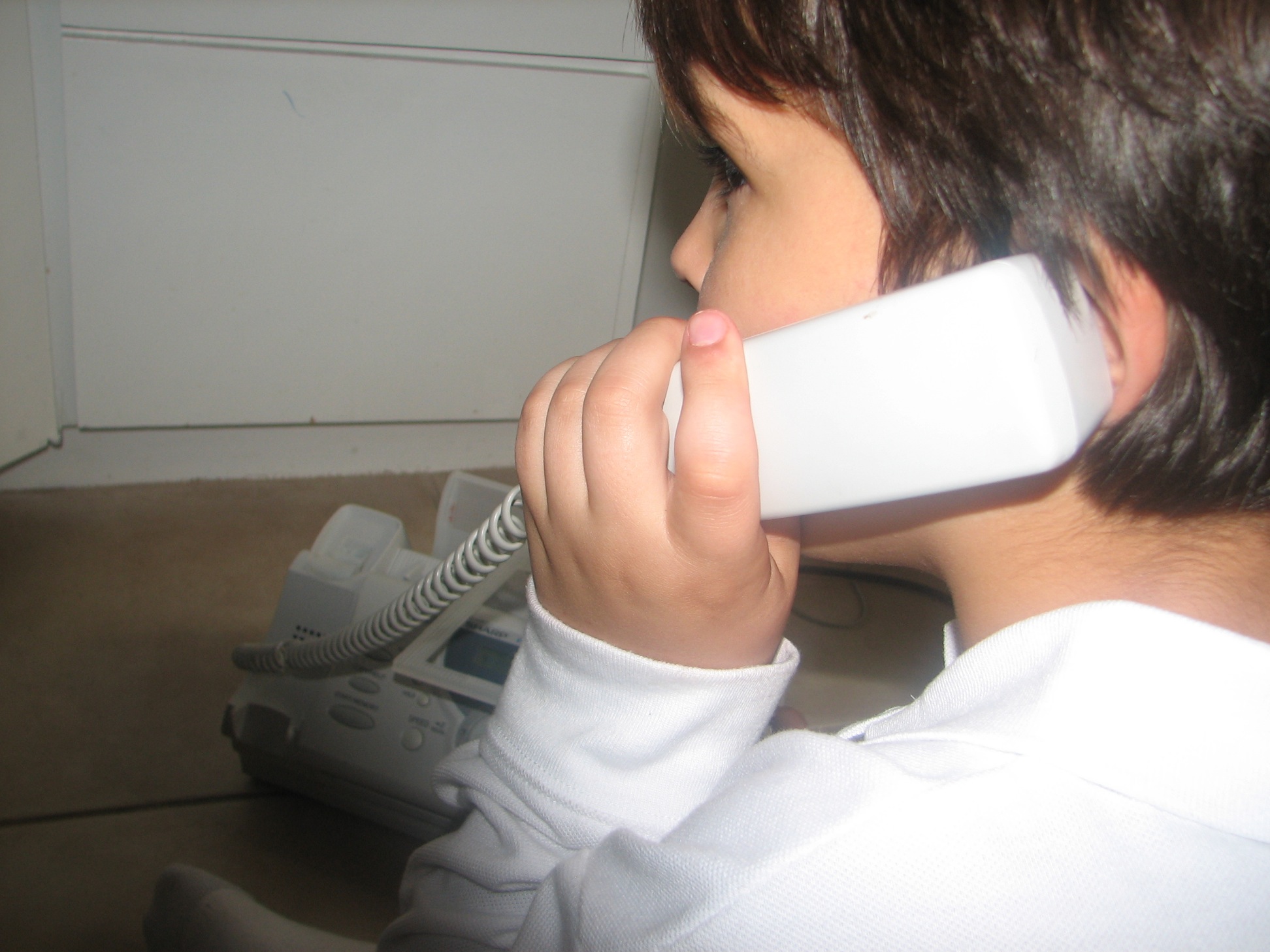 My son on the phone.