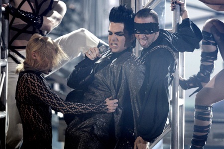 Adam Lambert performing on the November 22 American Music Awards