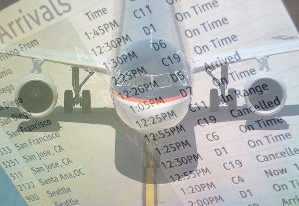 Airplane arrivals board