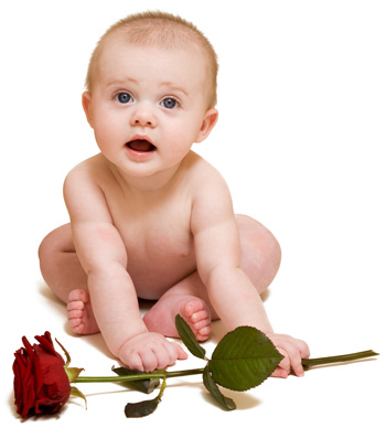 baby with rose
