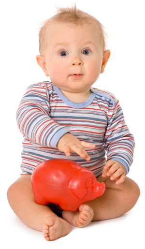 Baby with Piggy Bank