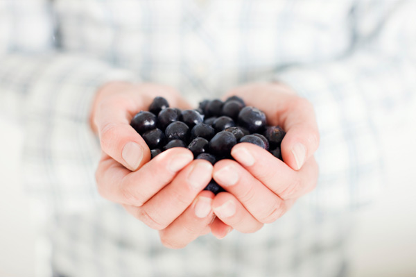 Blueberries in Woman's Hands