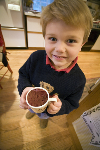 Boy with microwave cake