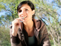 Camping Woman Eating Snack