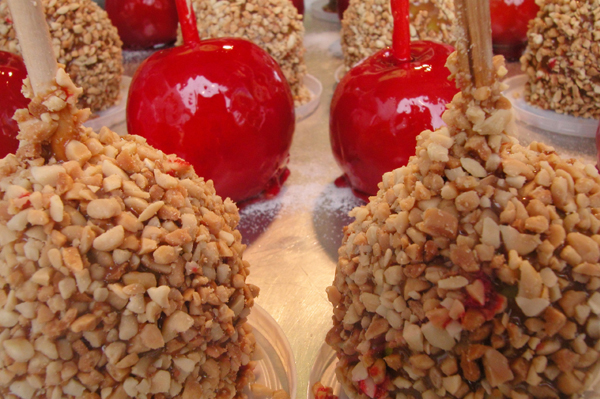 Candied apples with peanuts