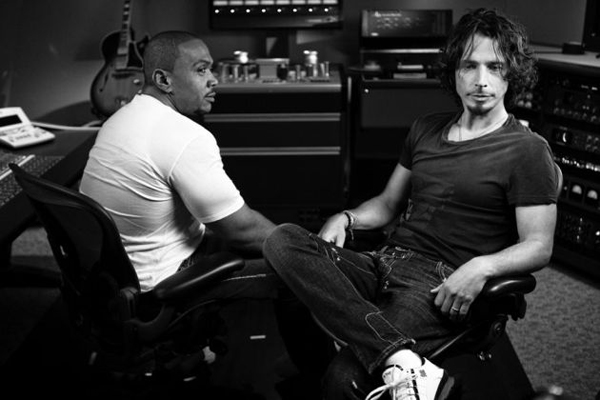Timbaland sits in the studio set to Scream with Chris Cornell