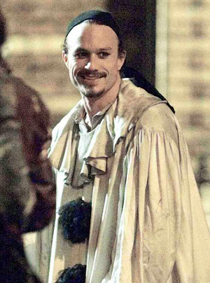 Heath at work on his last film, a role taken over by Depp, Law and Farrell