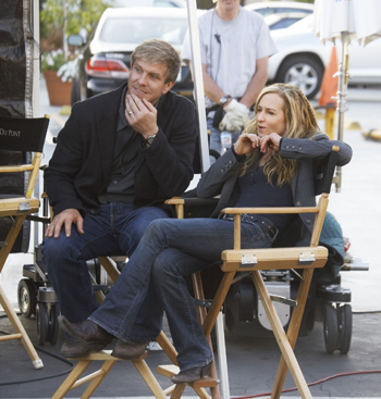 Holly childs on set with Kenneth Johnson