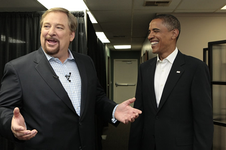 Rick and Barack share a laugh backstage