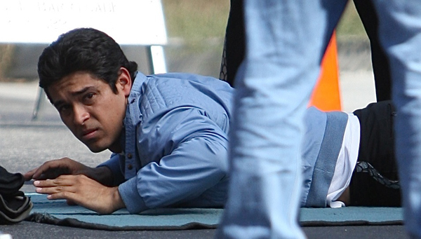 Wilmer Valderrama filming his new Fox series, Ernesto