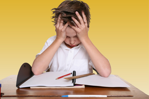 Frustrated Boy at School