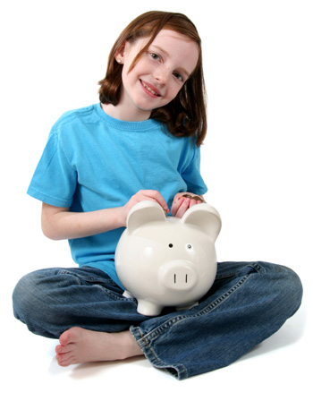Girl with Piggy Bank