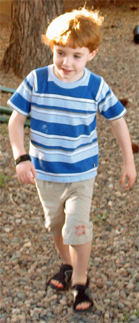 Autistic boy with ID bracelet