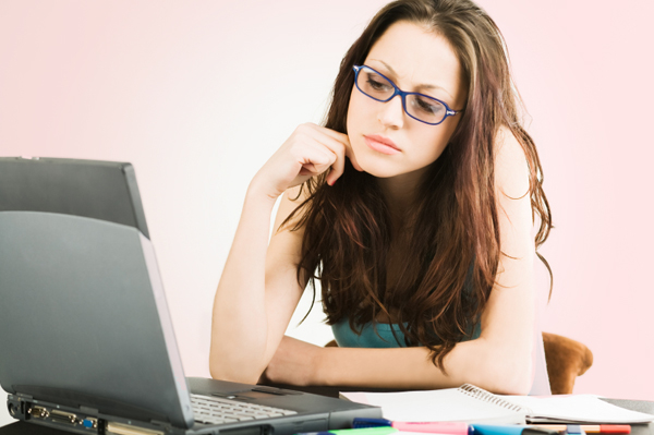 Worried Woman on Computer