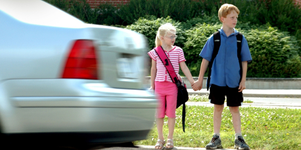 Two Children Crossing the Street