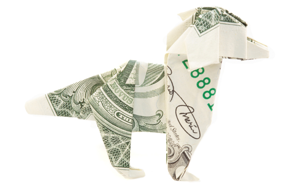 Oragami Dog made of Money