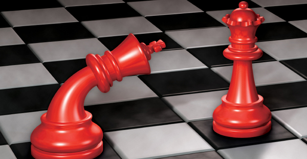 King Chess Piece Bowing to Queen