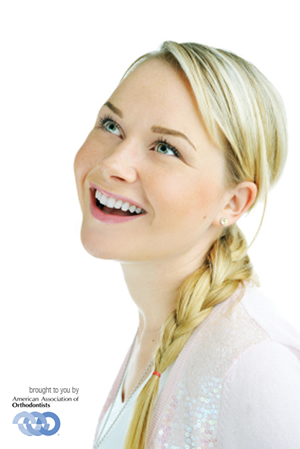 Blonde girl with beautiful smile