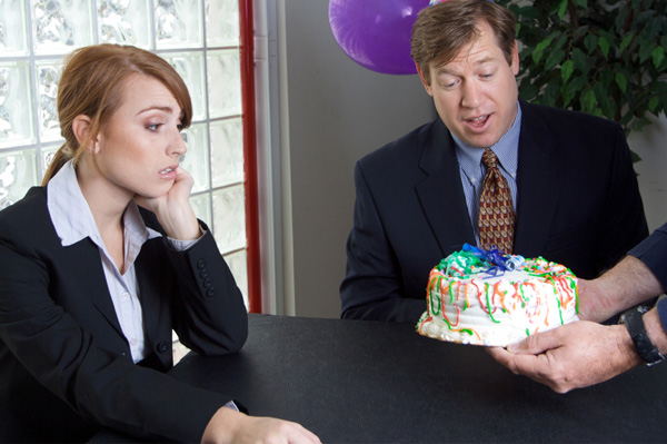 Office Birthday Party with Cake