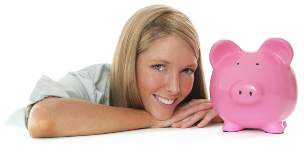 Woman and Piggy Bank