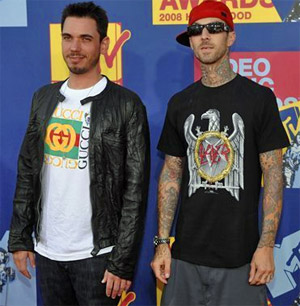 DJ AM and Travis Barker at the MTV awards in September 2008