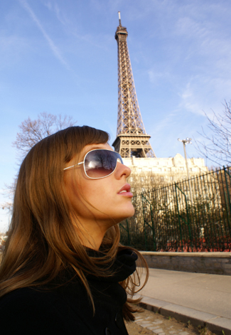 Woman in Front of Eiffel Tower