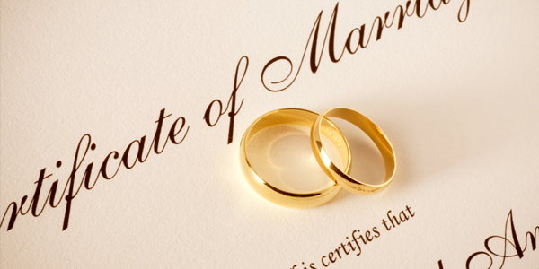 Marriage Certificate & Wedding Rings