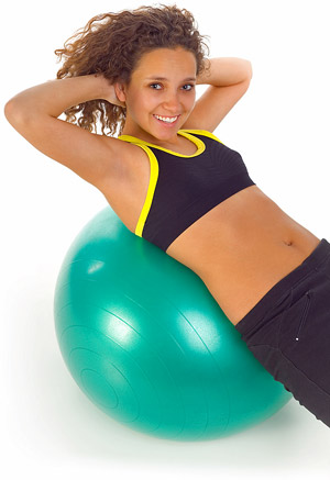 woman on stability fitness ball