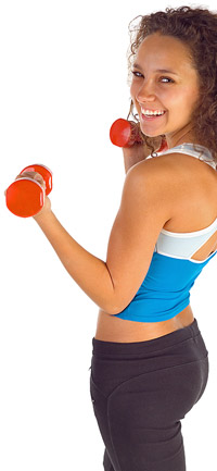 Woman with barbells