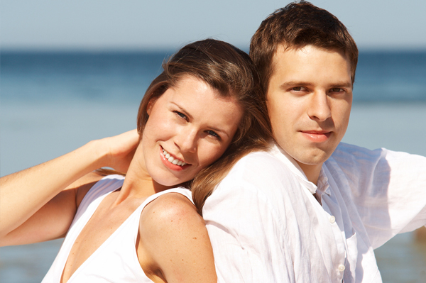 happy couple beach