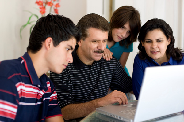 Family on computer